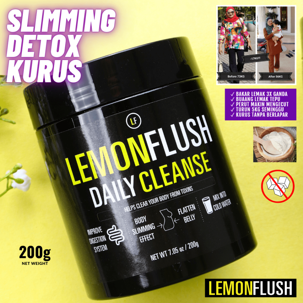 ⚡ LemonFlush Turun Berat Cepat! Advance Detox – Minuman Detox Kurus & Fat Burner Berkesan Slimming