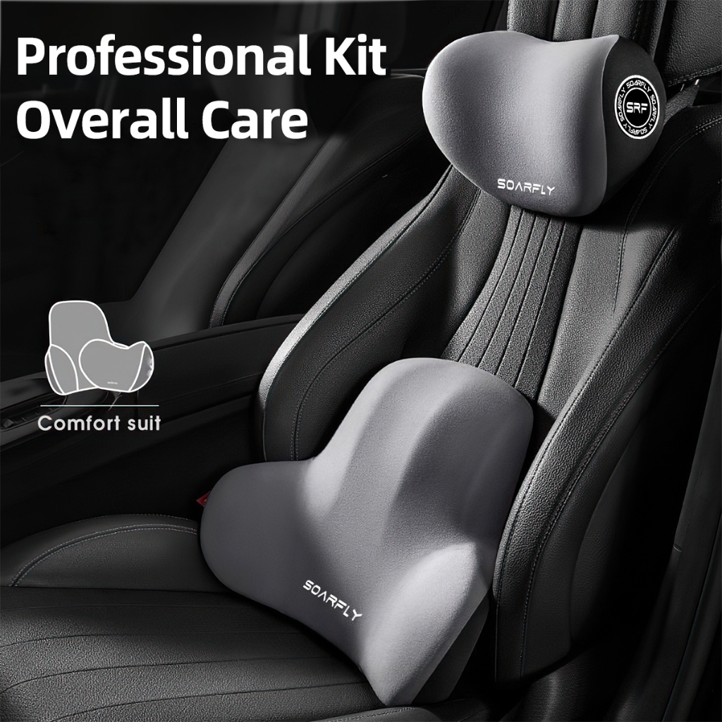 READY STOCK SOARFLY Car Neck Pillow Headrest Cushions Waist Pillow Universal Car Neck Pillow Interior Accessories