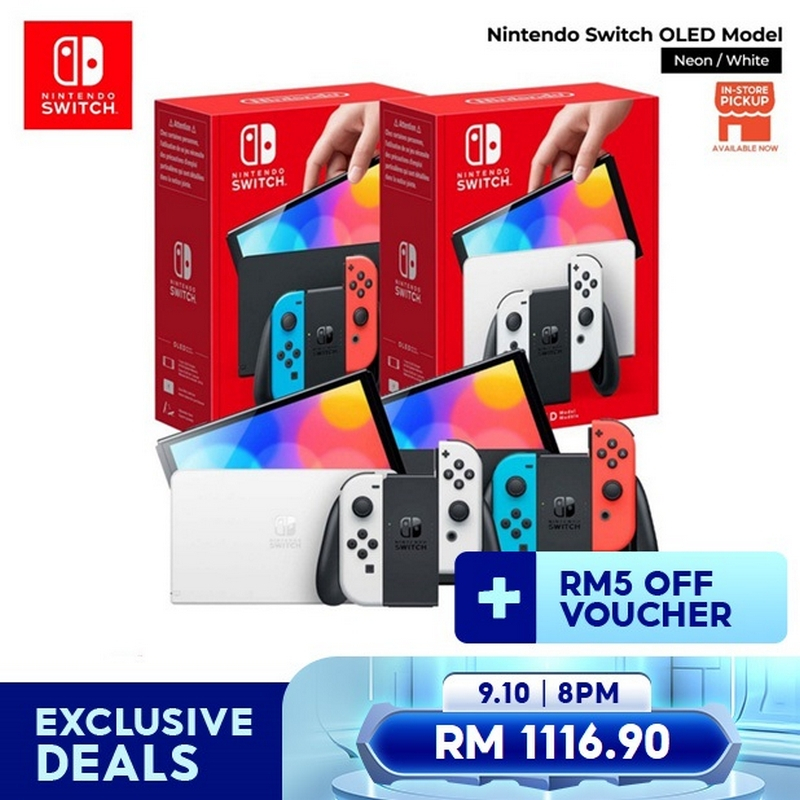 【10.10 SALE】Nintendo Switch OLED Model Neon / White Console + FREE Tempered Glass (1 Year Official Warranty)