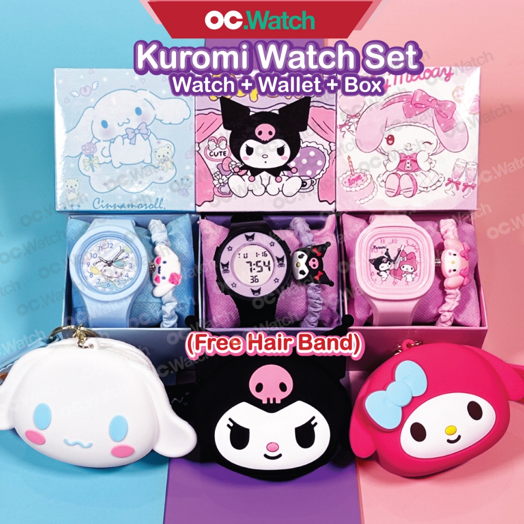 Jam Kuromi Watch Melody Cinnamoroll Hello Kitty Digital Jam Tangan Kuromi Gift Set Wallet Perempuan