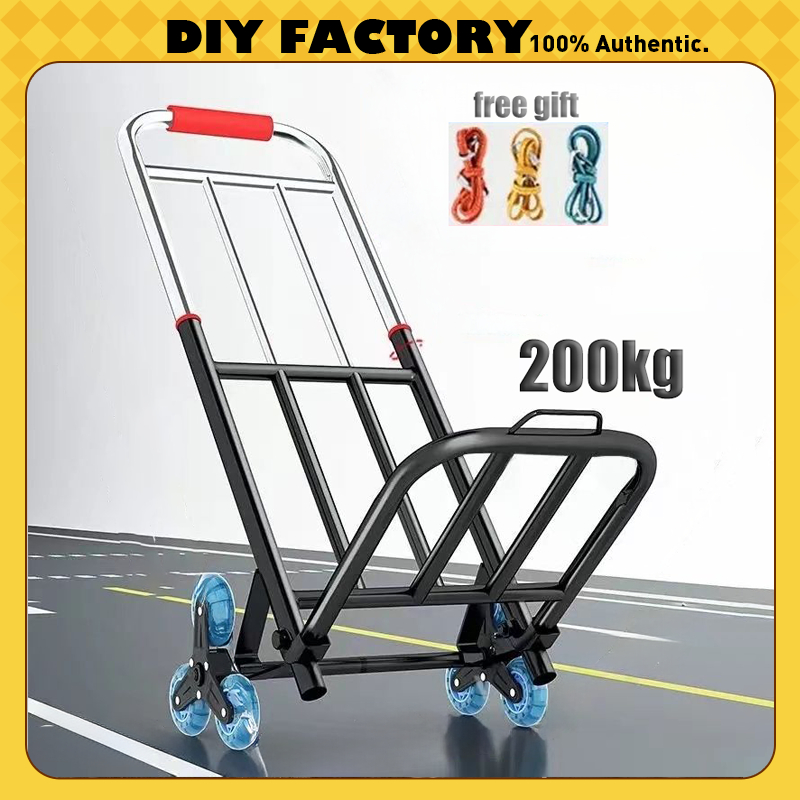 Troli Boleh Lipat Foldable Trolley Heavy Duty Extendable  Hand Truck  Multipurpose Silent Rubber Wheel Trolley
