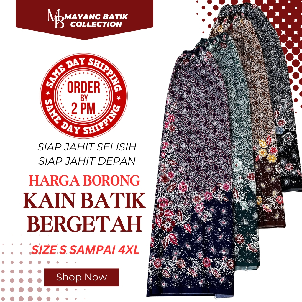 Kain Berpantang Bergetah / Kain Batik Instant / Confinement Sarong /Kain Batik Sarong Siap Getah Pinggang [1098 - 1101]