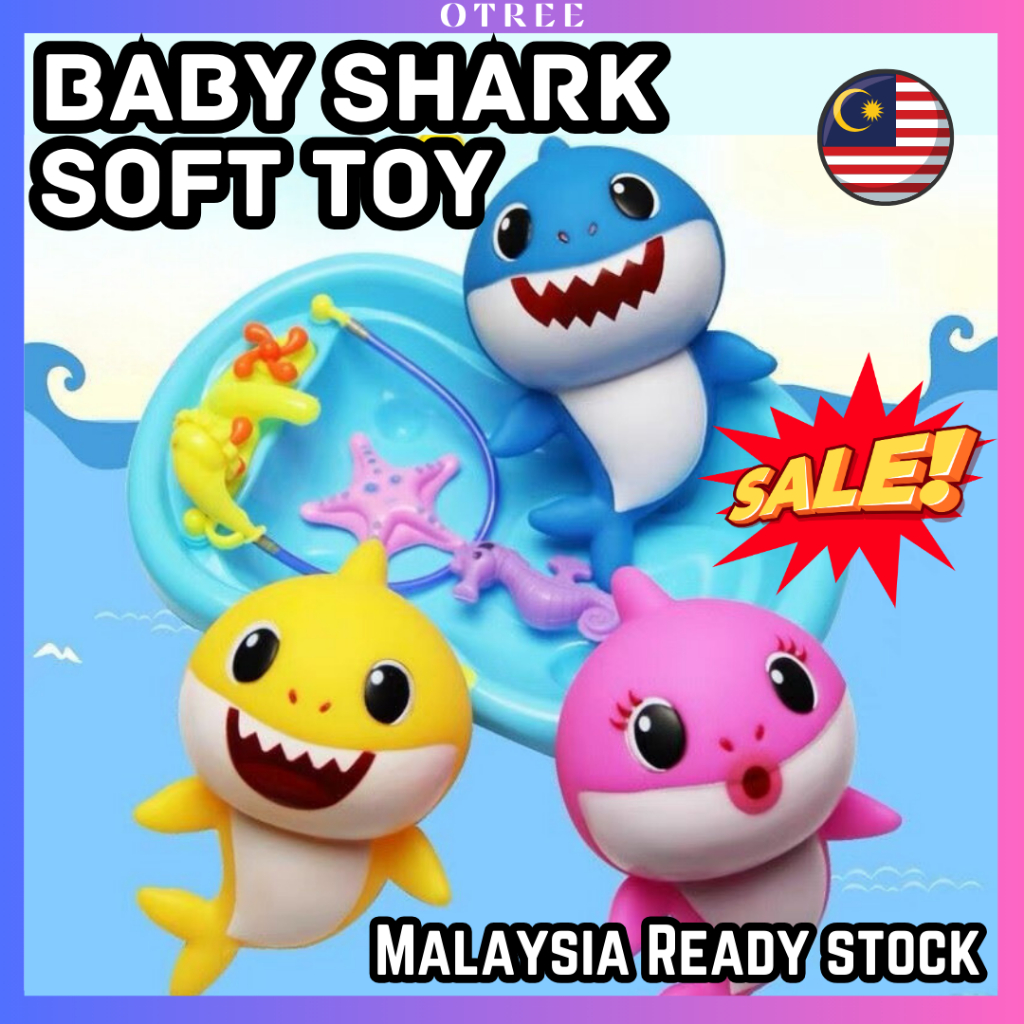 ❤️Soft Toys❤️Baby Shark Soft Silicone Bath Kid toy/Baby Shark Doll/Squeeze Toys/Good Quality/Floating Toys/Ready Stock