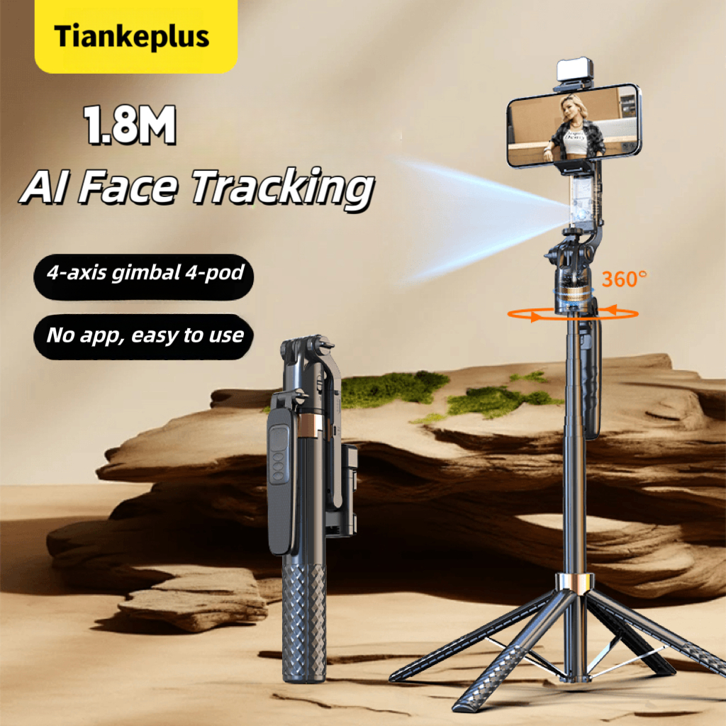 TiankePlus C17 Pro AI Smart Dual-Sided 360° Selfie Stick with Tripod | Bluetooth Remote Auto-Tracking Selfie Stick