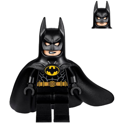 Lego SH0607 sh607 Batwing Batmobile 1989 - Batman Minifigure - One Piece Cowl and Cape with Complex Bat Logo