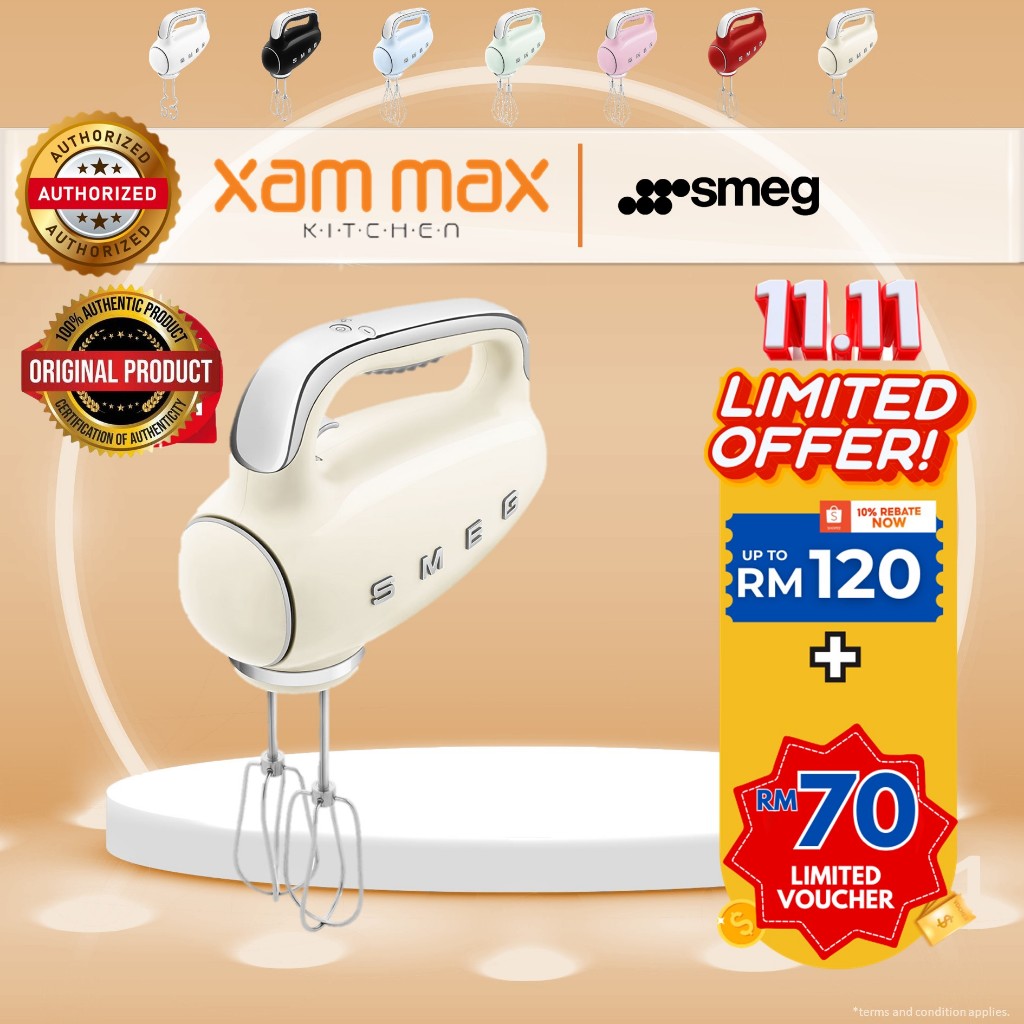 [11.11 SPECIAL VOUCHER] Smeg - HMF01 - Electrical Hand Mixer / 9 Speeds /Backlit LED / Multi Function Mixer