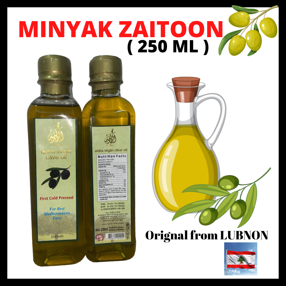 minyak zaitun Al-Madinah TERMURAH Olive Oil Al-Madinah 100ml, 250ml, 500ml ORIGNAL LUBNAN BUKAN SPAIN