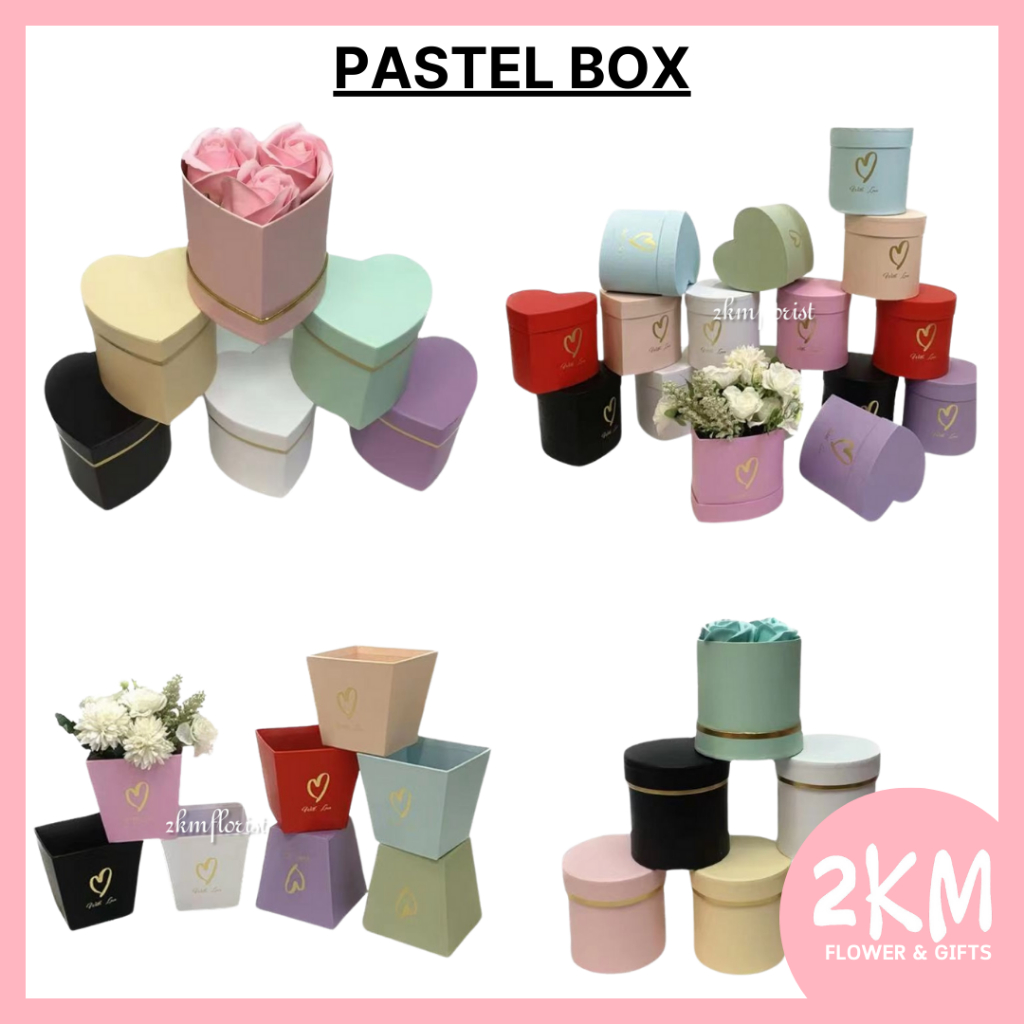 PASTEL Box Flower Florist Bouquet Chocolate Gift Surprise Birthday Box Kotak Bunga Hadiah Hantaran