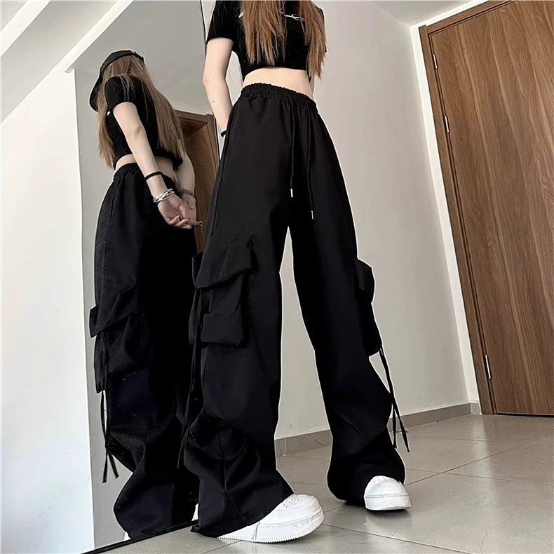 Ready Stock?? Women cargo pants seluar cargo perempuan baggy palazo seluar kargo perempuan drawstring fashion dance工装裤7J