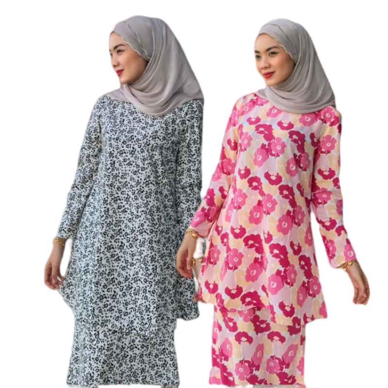 Baju Kurung Floral Kecil Design Satu Set Ready Stock Clothing-20235 MY