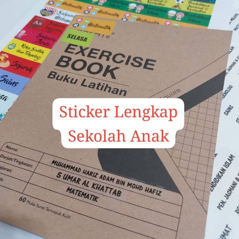 Sticker Nama Kelengkapan Sekolah Anak Lengkap