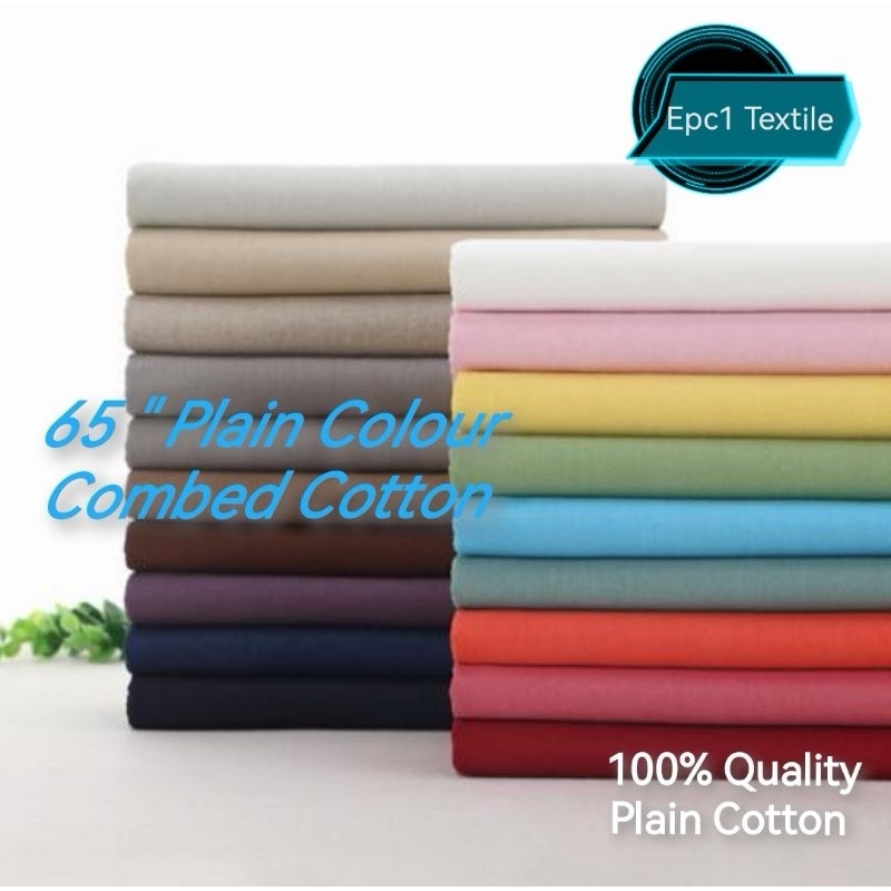 (New Arrival 53 Colour)+/- Witdh 165cm Kain Cotton Bidang 60"/Plain Colour Comb Cotton /Twill Cotton 65 inch wide