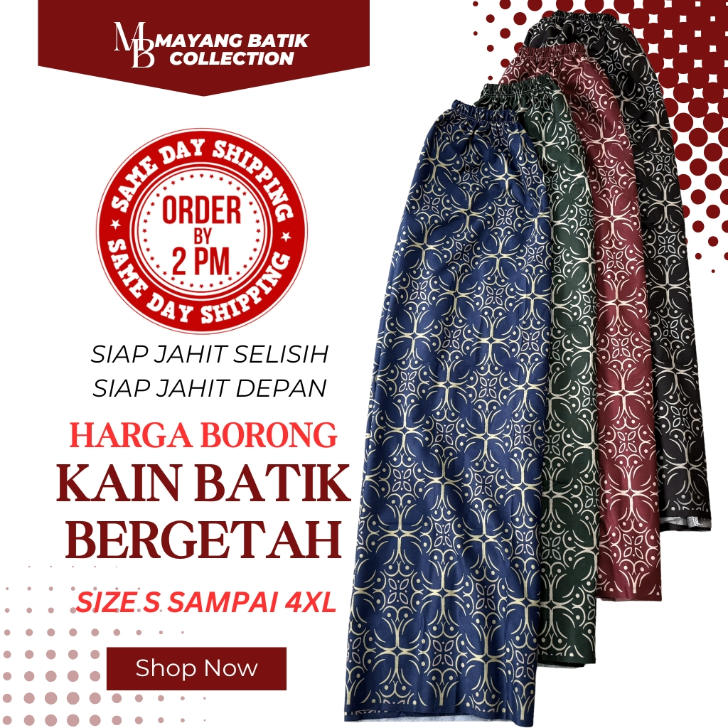 Kain Berpantang Bergetah / Kain Batik Instant / Confinement Sarong /Kain Batik Sarong Siap Getah Pinggang [3038 - 3041]