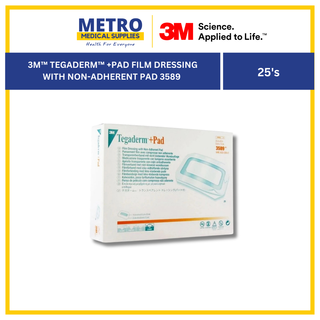 3M™ TEGADERM™ +Pad Film Dressing with Non-Adherent Pad 3589 (3-1/2" x 6" x 25'S/Box)