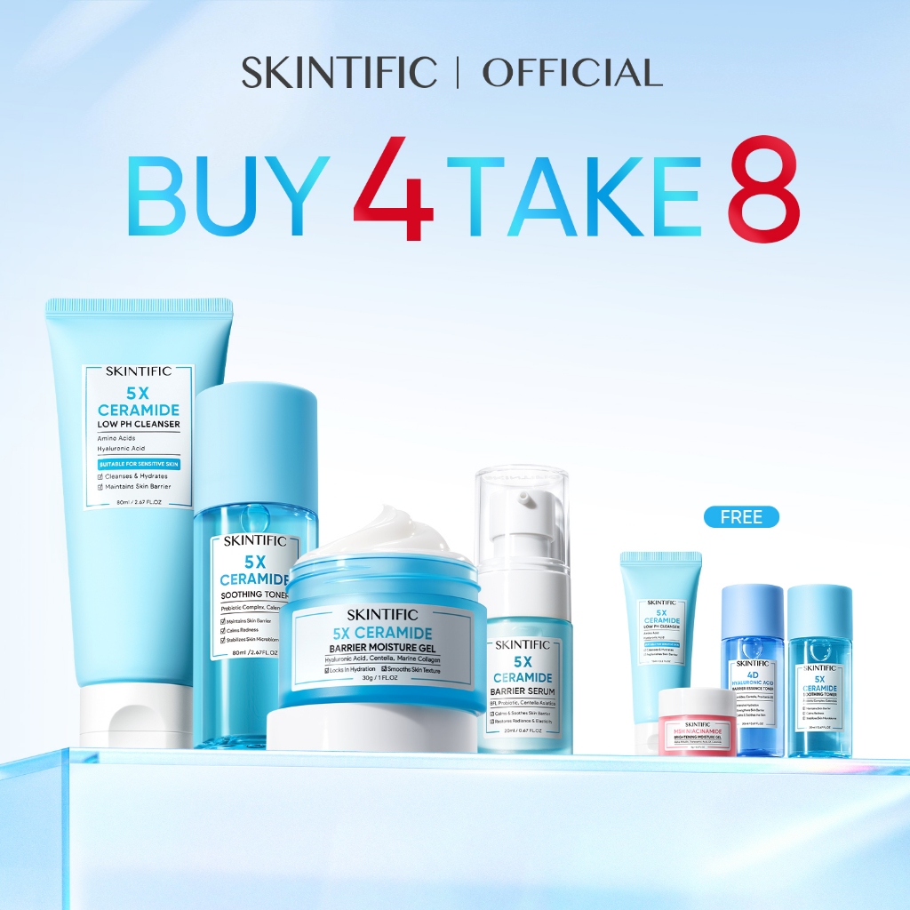 【Skincare Set】SKINTIFIC 4pcs Skincare Set With Cleanser + Moisturizer + Serum +Toner Dark Spot Moisturizin