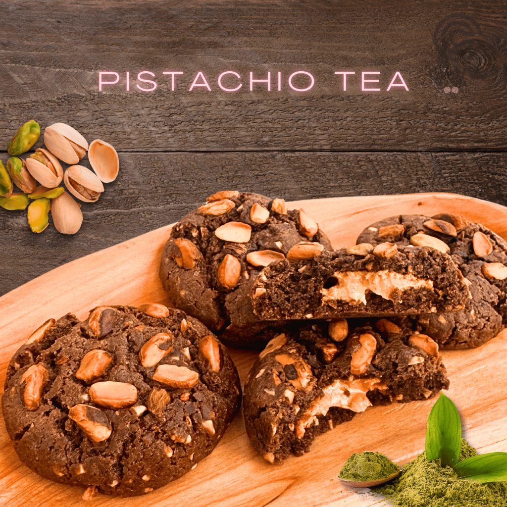 Pistachio Tea - Hojicha Pistachio Soft & Stuffed Big Cookie 70-75gm Halal Food Snacks