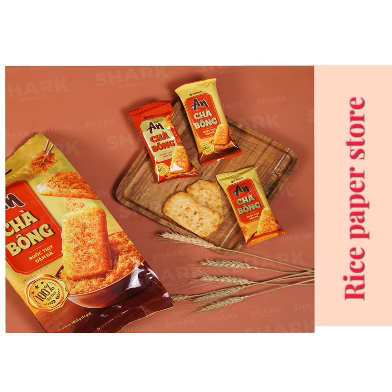 ORION An Cha Bong Ruoc Thit Dam Da/ Grilled Rice cake with floss ( 14 packs per bag )