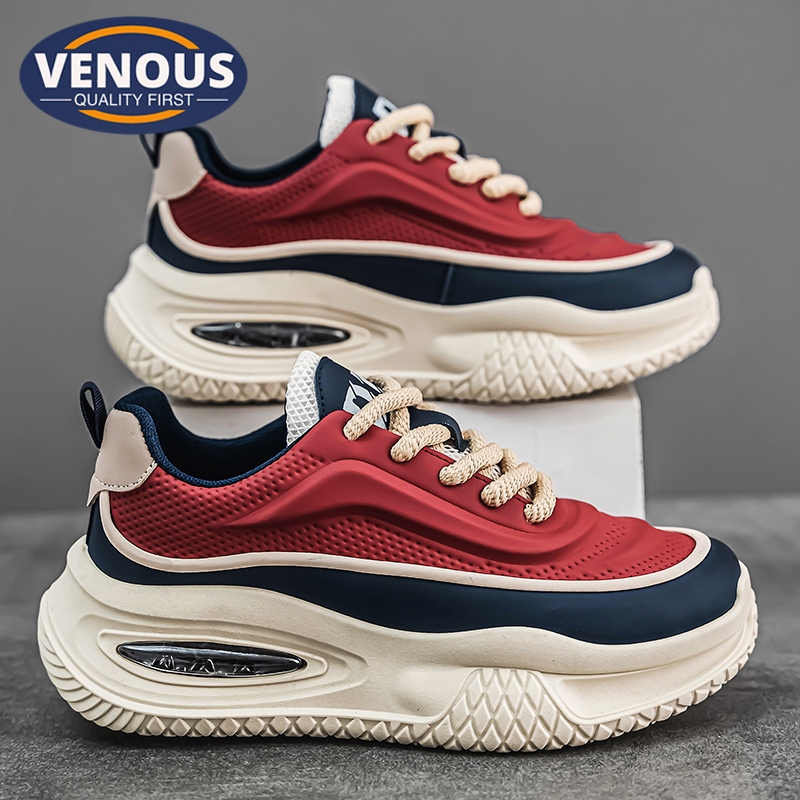 【Venous】2025 Kasut Merah Lelaki Sneakers Original 100% Red Korean Shoes for Men Sports Shoes Men 男鞋 Casual Men Shoes