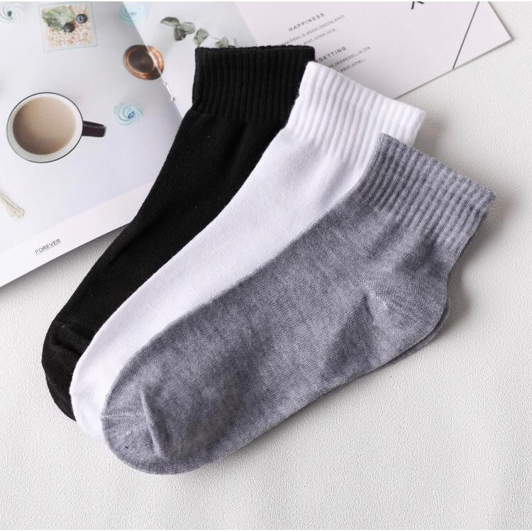 [BIG DEAL] 1 Pair working socks, plain socks, low cut socks, crew socks, black socks, school socks, stokin sekolah