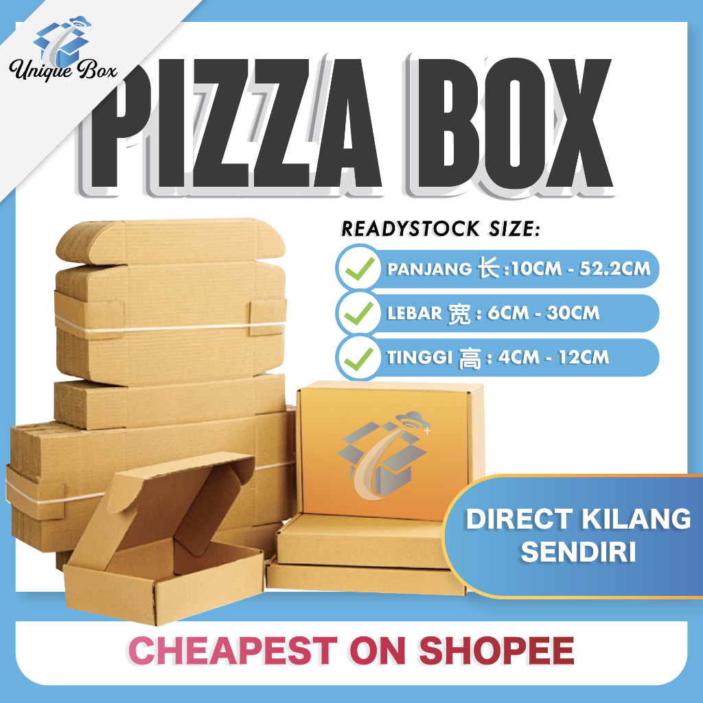 UNIQUEBOX BESTSELLER Small Pizzabox Kotak Carton Box Packaging Box Courier Box 飞机盒 快递盒