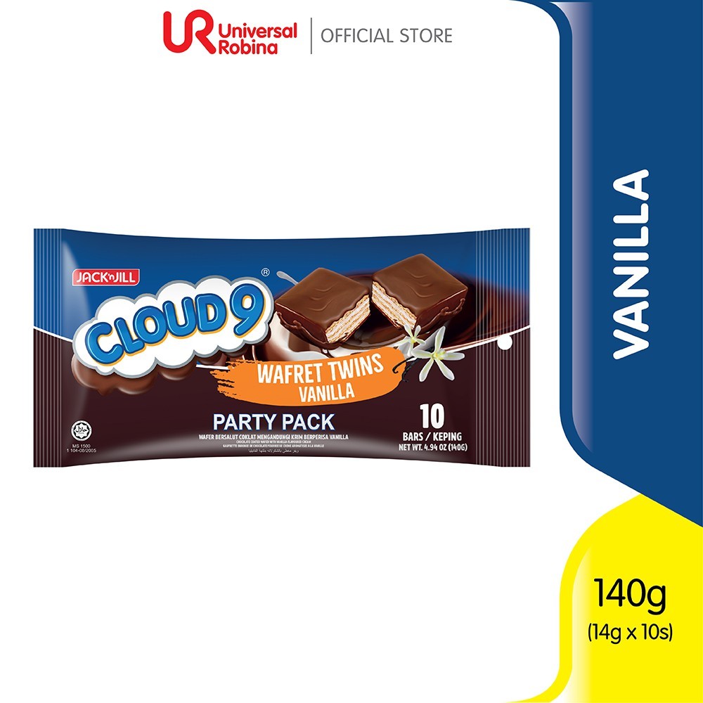[Bundle of 3] Jack �n Jill Cloud 9 Wafret Party Pack - Chocolate/Kaya Pandan/Vanila (14g x 10s)