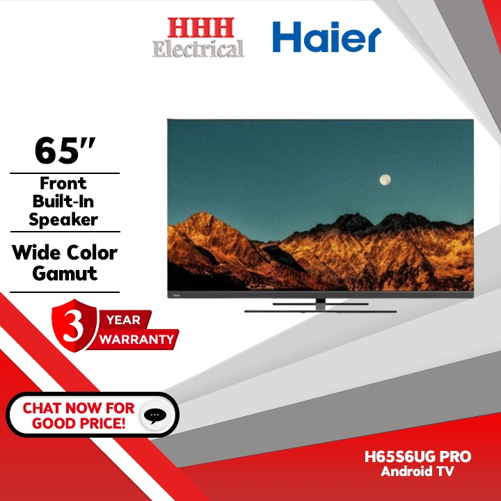 Haier 65" Televisyen HQLED 4K HDR Android TV H65S6UG PRO Televisyen with Far Field Voice Recognition