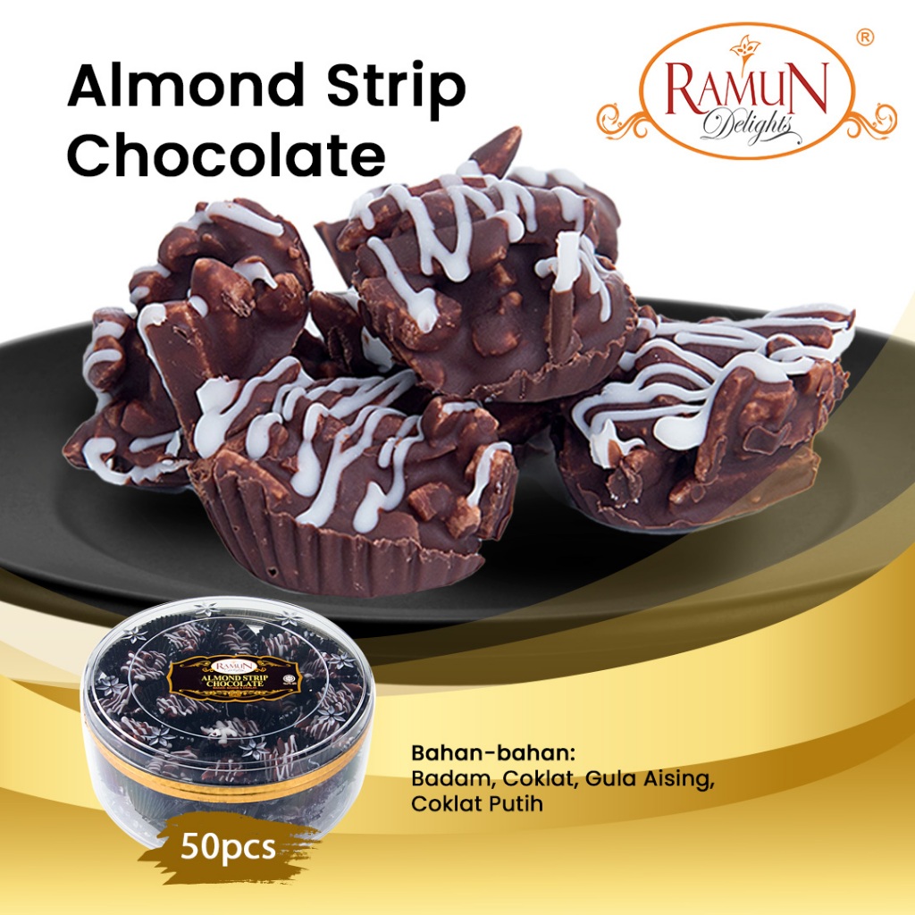 Almond Strip Chocolate Ramun Delights Biskut Raya - Premium Handmade
