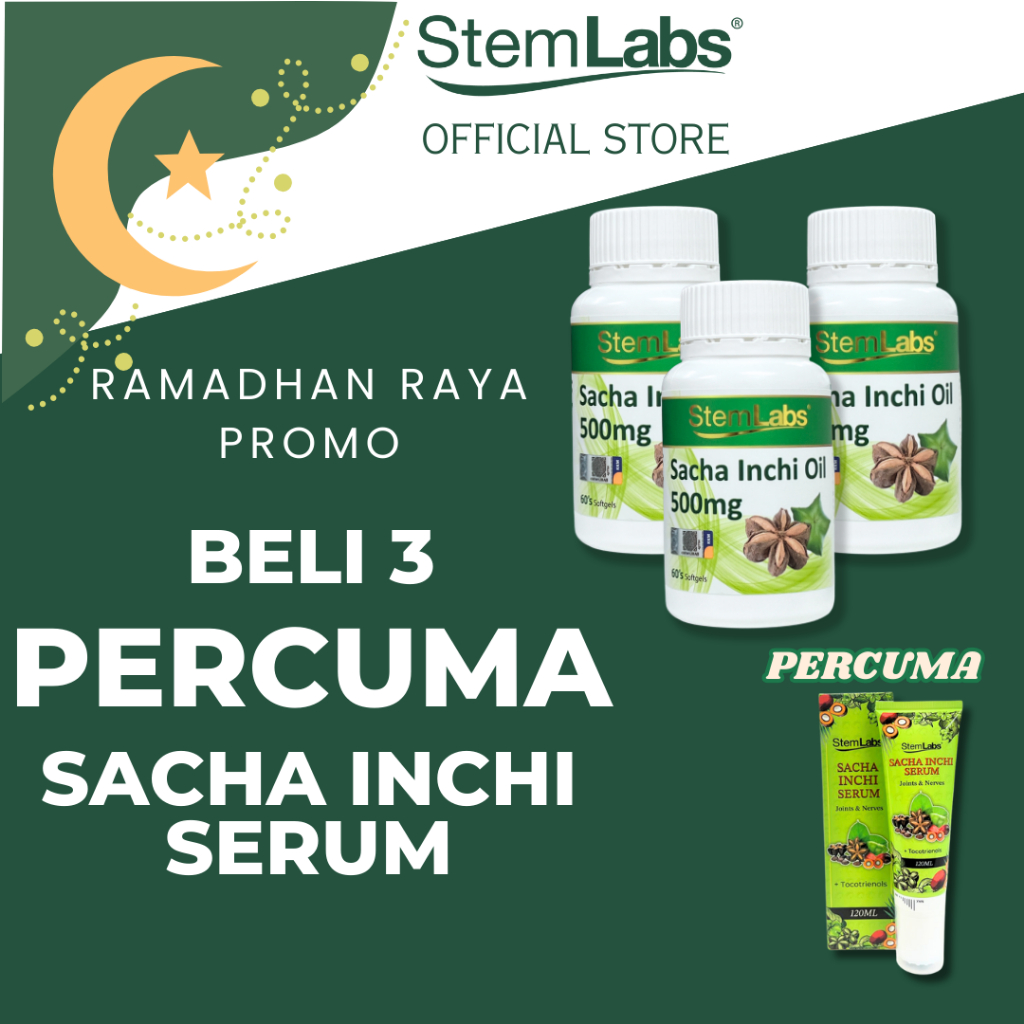 StemLabs Sacha Inchi Oil Omega 3-6-9 untuk Sendi Jantung Cholesterol dan Kesihatan 500mg EXP 3/2026