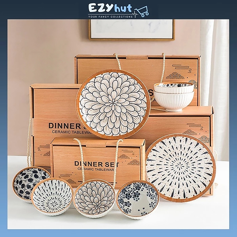 Japanese Bamboo Style Rice Bowl Porcelain Bowl Ceramic Bowl Mangkuk Keramik Soup Bowl Doorgift Wedding Gift Dinnerware