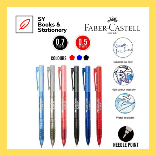 FABER CASTELL Click Ball Pen X5 (0.5mm) / Click X7 (0.7mm) / Black Blue Red