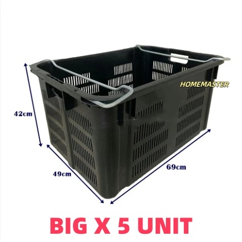 3UNIT BIG SIZE Heavy Duty Basket / Industrial Basket / Vegetable Tray / Bakul Besar Hitam / Durian Basket Bakul Durian |