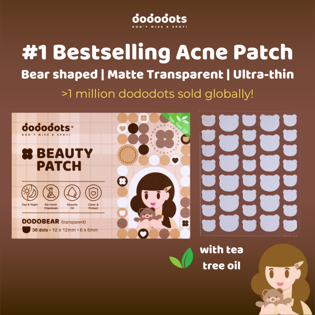 Dododots Beauty Patch | Dodobear | Tea Tree Oil | Pimple Acne Patch | 痘痘贴 | Penampal Jerawat | Cute | Sticker