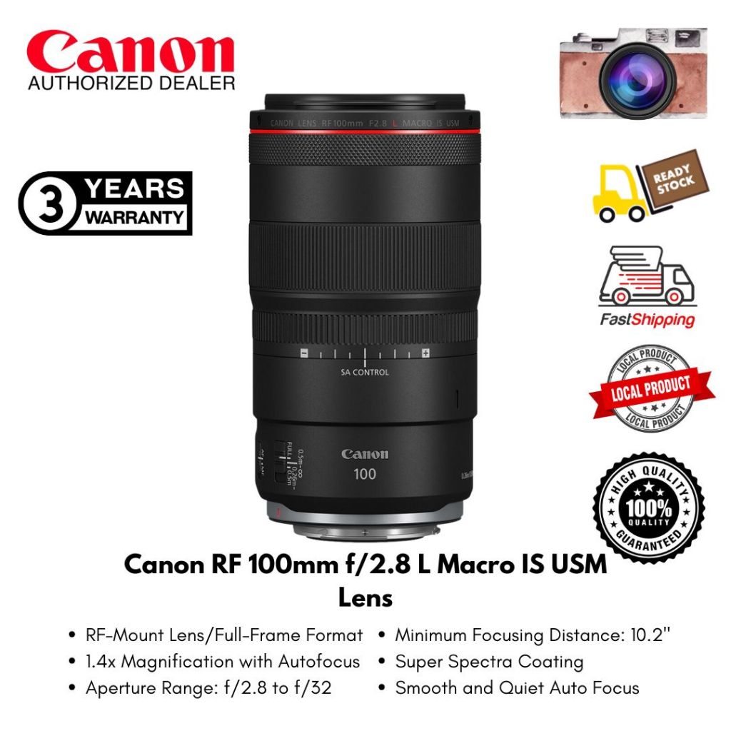 ( Canon Malaysia ) Canon RF 100mm f/2.8 L Macro IS USM Lens Full Frame Lens ( 1 Year Warranty )