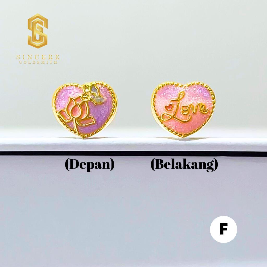 Sincere Store 3L Emas 916 Bead Colourful Love Shape | 916 Gold Bead | Original Emas 916