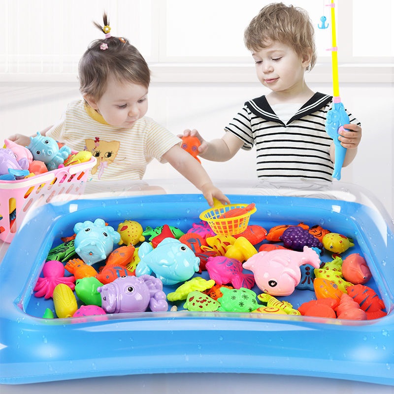 40Pcs Magnetic Fishing Pool Toys Game for Kids Toy Plastic Floating Fish Toys Summer Play Water Toys