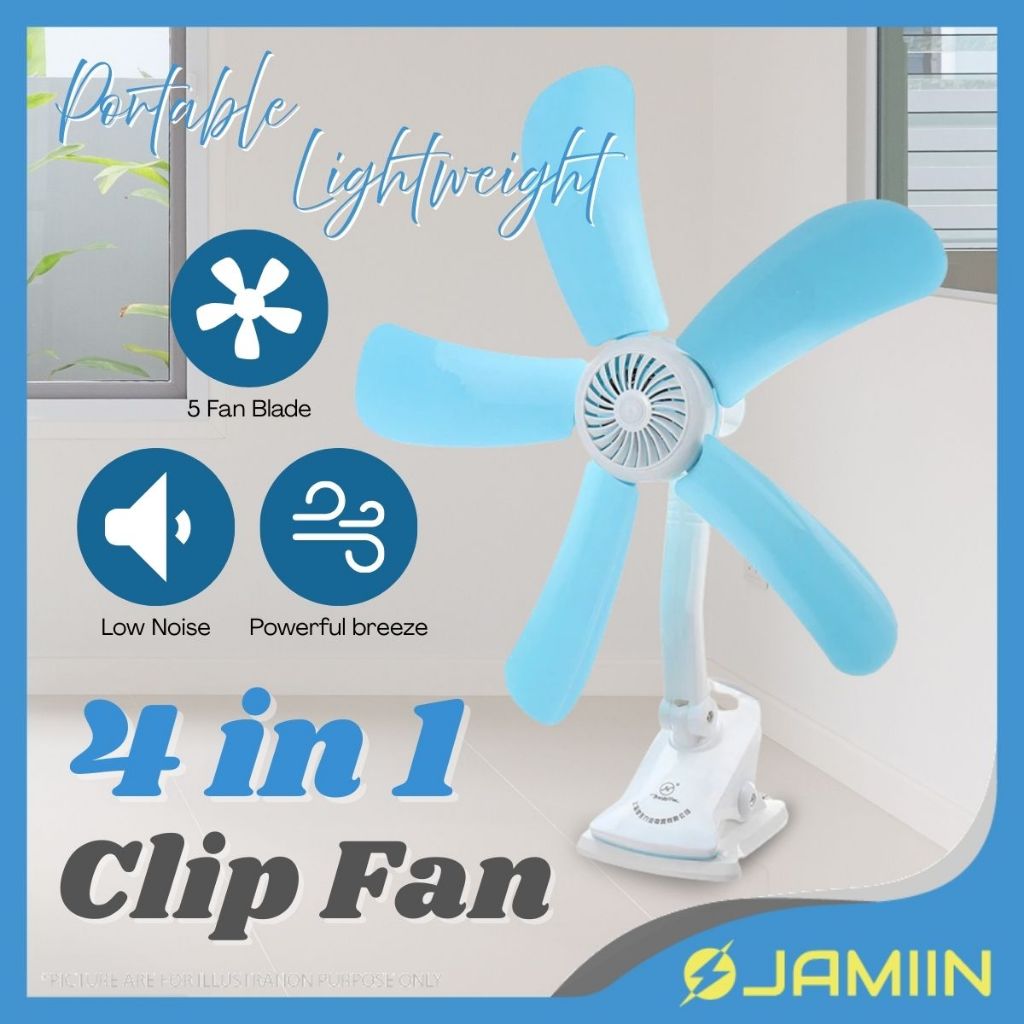 5 Blade Clip Fan Kipas Angin Bed Electric Fan Kipas Meja Wall Mounted Fan 风扇 Portable Fan Kipas Dinding 站立式 風扇 Mini