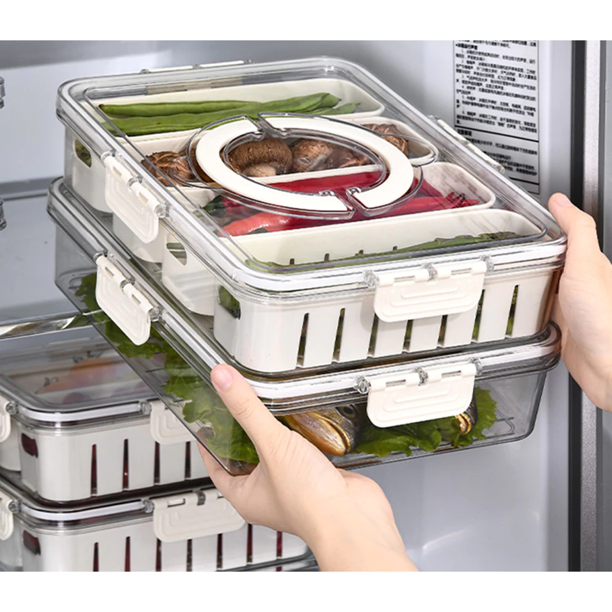 MultiBox Basic 4 Compartment Food Storage Container Box - Leakproof & Stackable With Handle