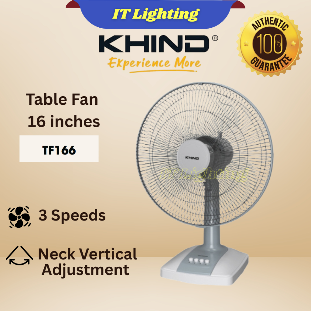 KHIND 16' kipas meja  16 inch 3 speeds Grey Table fan Desktop fan