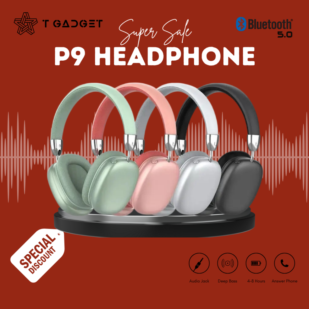 "P9 Over Ear Bluetooth Headphone 5.0 | Hi-Res Audio + Powerful Bass | 40H Playtime | Free Shipping"