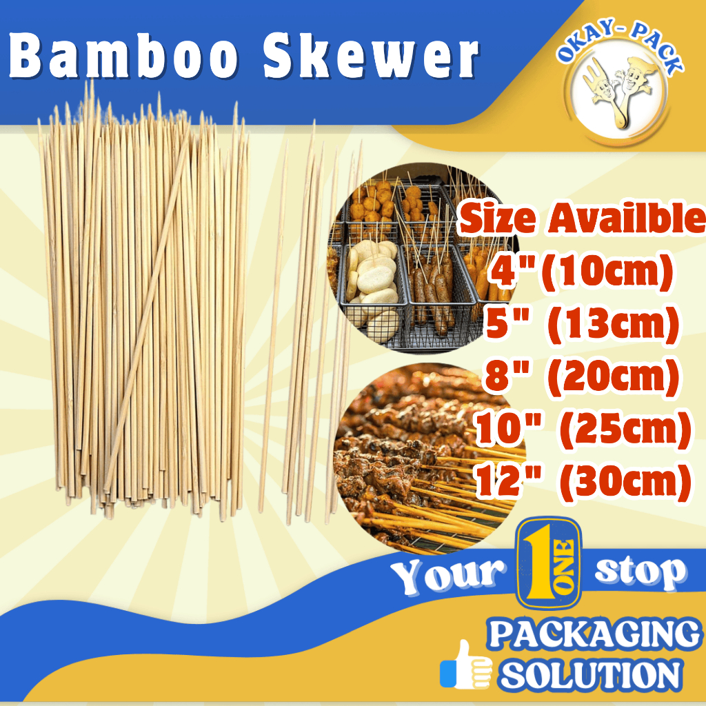 【READY STOCK】10CM/13CM/20CM/25CM/30CM BAMBOO SKEWER/ LIDI SATAY/SATAY STICK/BBQ STICK 一次性竹签