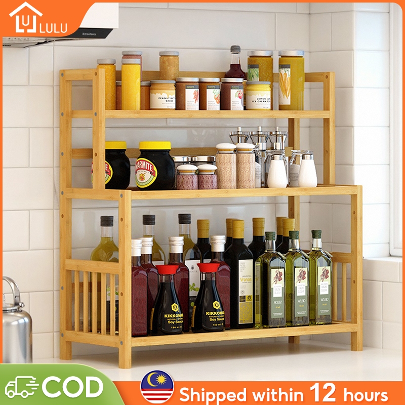 LULU Spice Rack Rak Dapur 4/3/2 Layers Kitchen Organizer Rak Storage Rack Seasoning Storage Rack 调料架