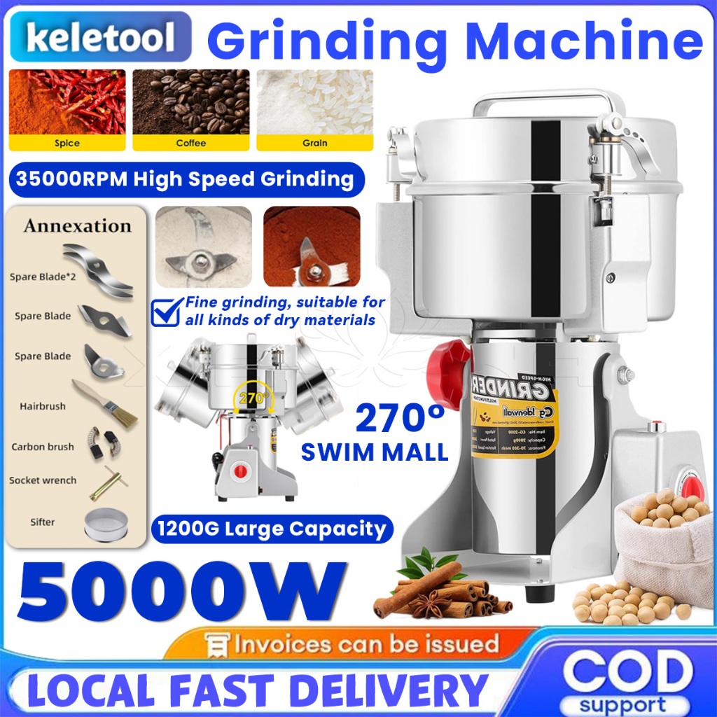 Electric Heavy Duty grinder Blender  5000W Pengisar Kering Blander Kering Mesin Kerisik for Coffee Bean & Spice 磨粉机