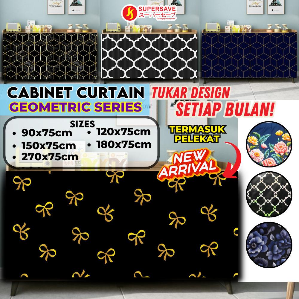 SUPERSAVE Cabinet Curtain Skirting Kabinet Dapur Kitchen Curtain Langsir Dapur Kabinet Curtain Langsir Singki Vecro