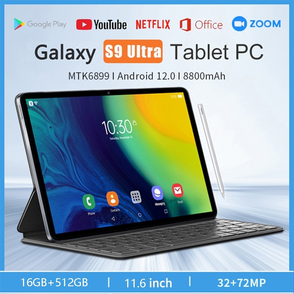 Tablet Asli Tab Galaxy S9 Ultra Jualan Besar 2025, PC Sah 16GB+512GB untuk WiFi Android Pad Game