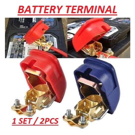1SET/2PCS Car Battery Terminal Copper Quick Release Kepala Bateri Kereta Tembaga Car Battery Head