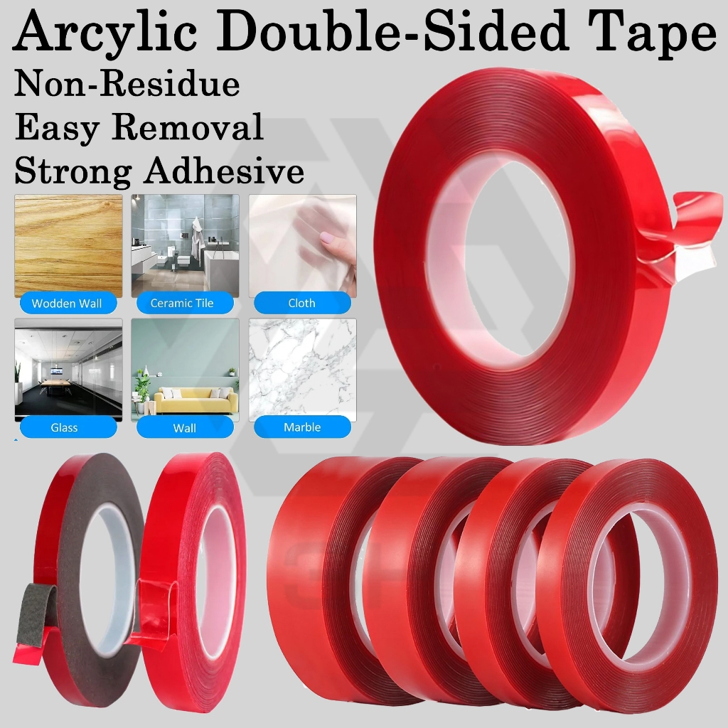 3H 3M/10M Tape Akrilik Dua Sisi Lekatan Kuat Heavy Duty Double-Sided Acrylic Adhesive Tape Tahan Air