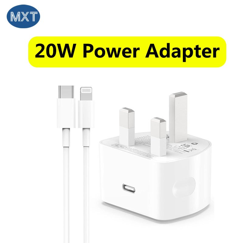 PD 20W Fast Charger Adapter With 1M Charging Data Cable Set For iPhone and Type-C