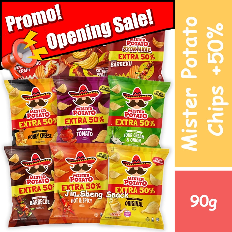 Mister Potato Chip+ 50% (90g)【Ayam Goreng, Sotong pedas, Honey Cheese, Tomato, Sour Cre…