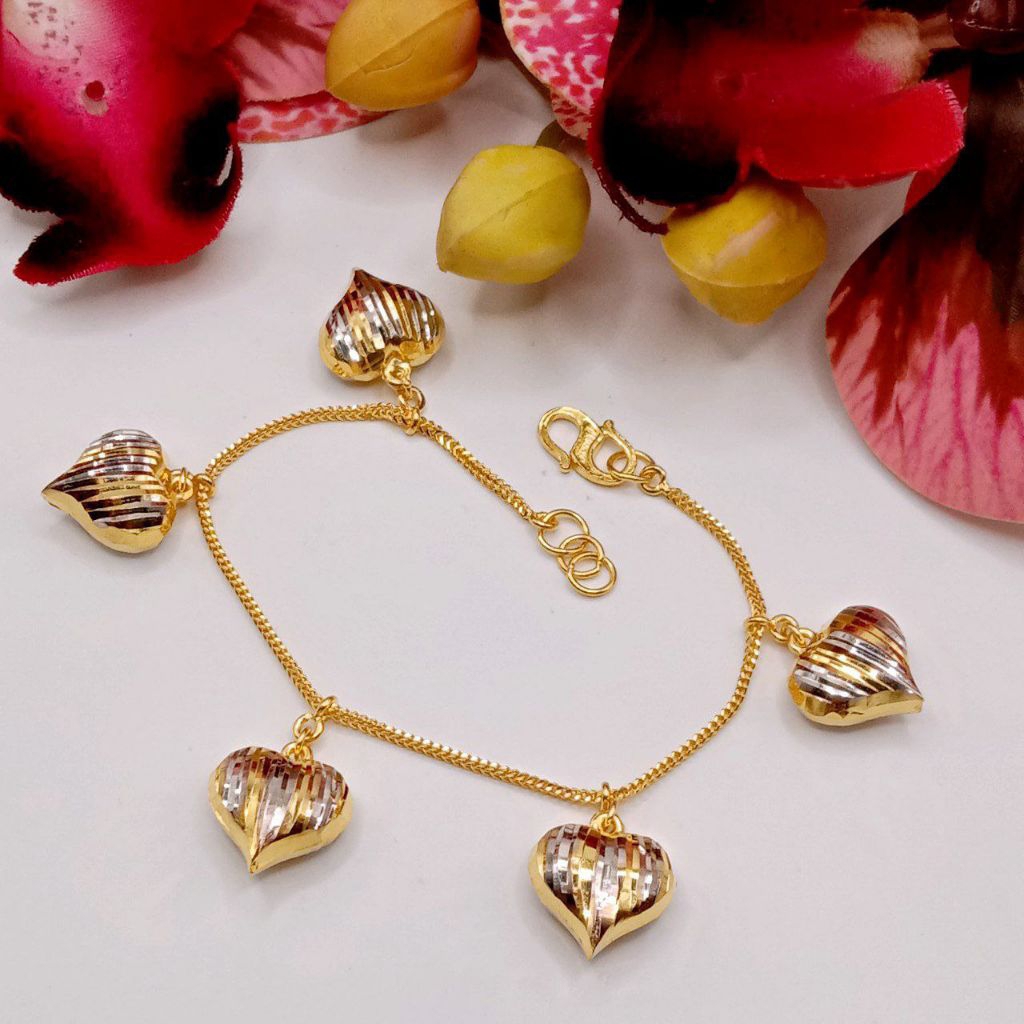 Rantai tangan belut love padu emas 916