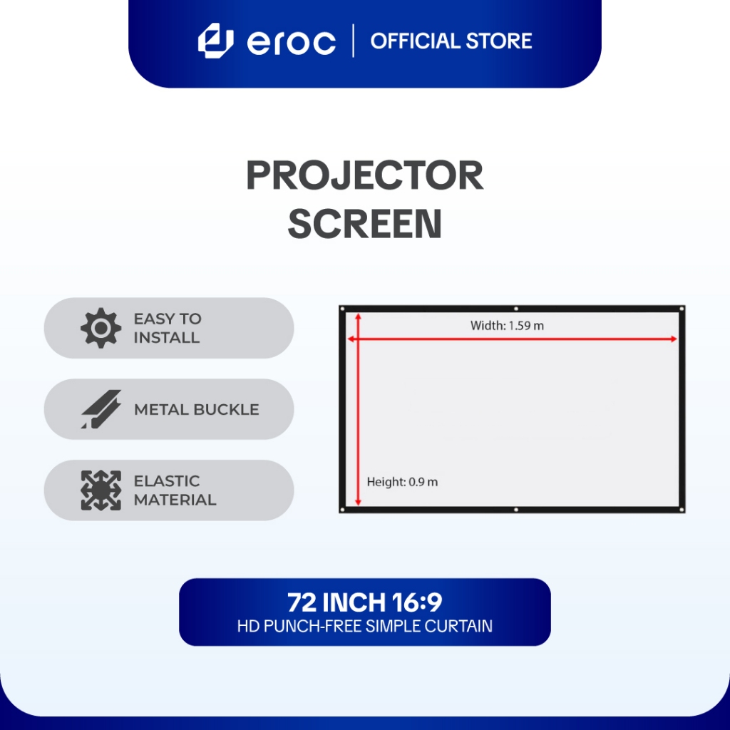 Projector Screen Portable Simple Folding Soft Curtain 72 Inch / 100 Inch Home HD Movie Curtain 72寸 / 100寸投影仪幕布